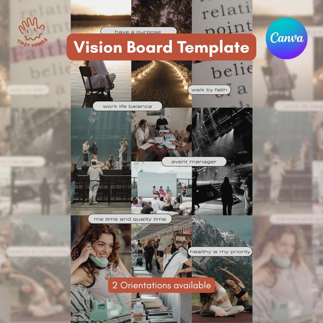 Vision Board Template for Young Event Manager | Editable Canva Template ...