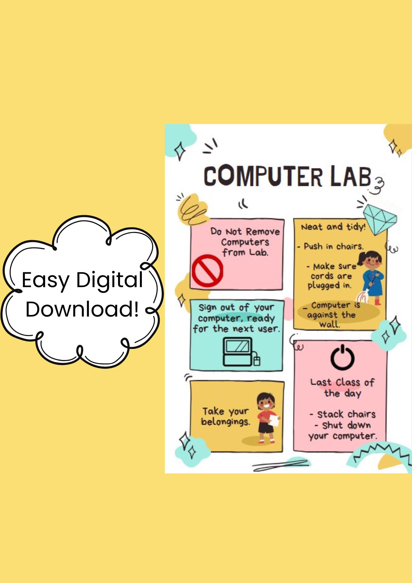 Computer Lab Rules Poster - Etsy