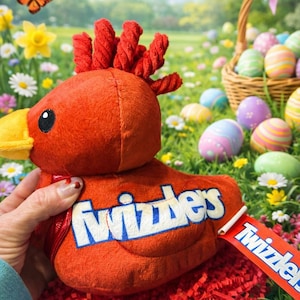 Twizzlers Plush Duck Candy Mascot | Twizzlers Duck Plush Toy | Candy Lover Gift | Red Plush Duck | Collectible Candy Plush | Easter Basket G