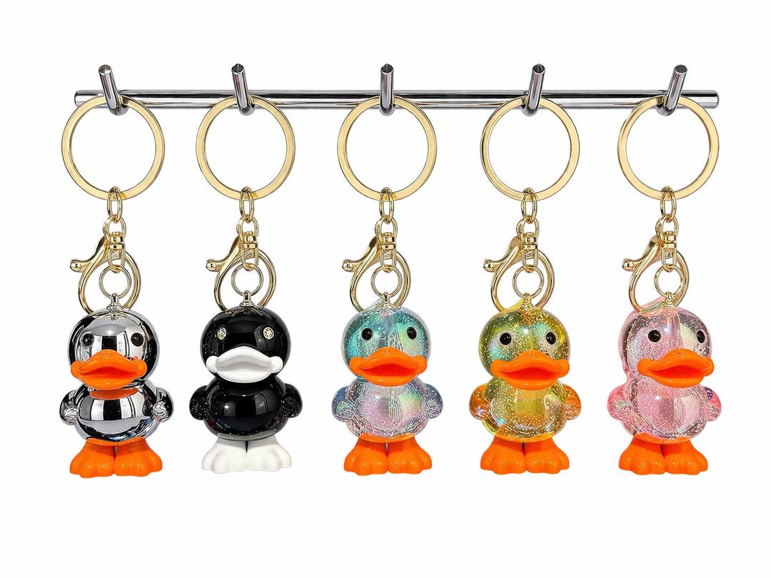 Cute Duck Keychain | Resin Duck Bag Charm | Glitter Duck Key Ring ...