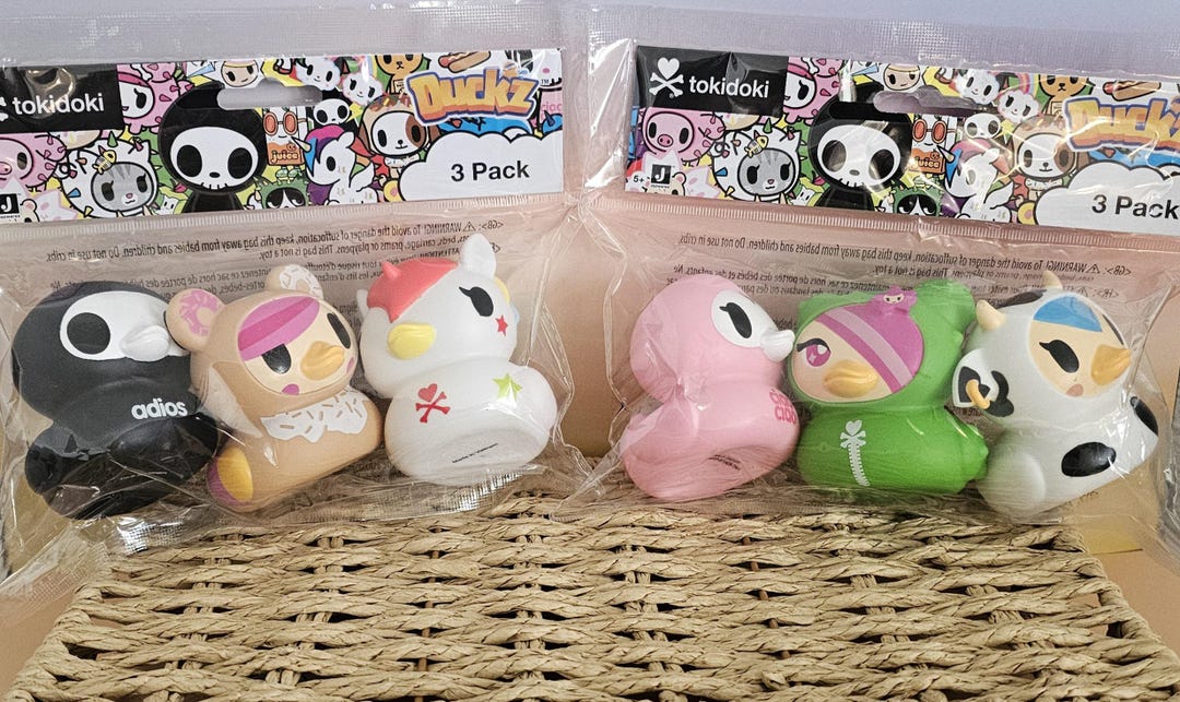 Pack De 6 Figuras Tokidoki Duckz - Ciao Ciao, Mozzarella, Sandy, Adios, Donutella Y Stellina