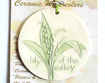 LILY of the VALLEY ORNAMENT! Handmade ceramic favorite old fashioned spring flower. Arrives nicely gift bagged, ready to hang or to give!