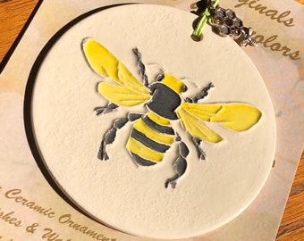 BEE ORNAMENT with sweet honeycomb charm and free gift wrap