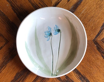 Real flower ceramic dish! Handmade Ring, Snack, Soap or Anything Dish. Real impressed Blue Scilla blossom! Arrives gift bagged!   #2