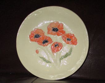 Wall Hanging Poppies!  Handmade Ceramic, lightweight and lovely, Sweet Orange California Poppies. Arrives nicely gift bagged!     hgp1