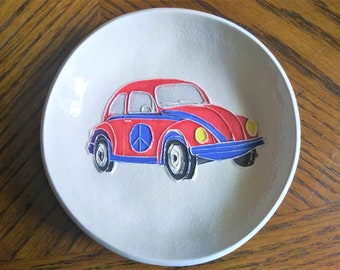 5" Peace and Love Bug  Handmade Kiln-Fired Ceramic ring, trinket, snack, soap dish or neat spoonrest includes FREE GIFT BAG!