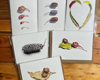 Aquarelwenskaarten Australische inheemse flora - set van 10