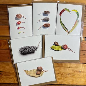 Australische botanische blanco wenskaarten, op aquarel geïnspireerde inheemse natuur, briefpapier