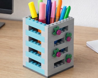 BRICKS Desk Organizer Instructions PDF | Minimalist Pencil Holder MOC | Digital Building Guide + BrickLink File