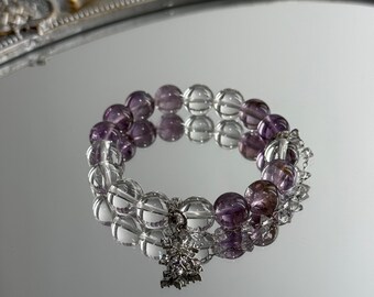 Handcrafted Clear Quartz and Azeztulite Beaded Bracelet