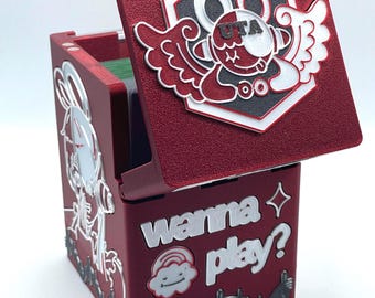 OPTCG Deck Box Uta Red Hair Leader  | New Genesis via NFC Tag | Fits Triple Sleeved Cards & Dice | 3D Printed | w/ Mini Snap | Film Red