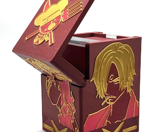 OPTCG Deckbox Sanji Black Leg Vinsmoke Straw Hat Cook Chef  | Fits Triple Sleeved Cards w/ Hidden Bottom | Mini Snap Included, Optional Dice