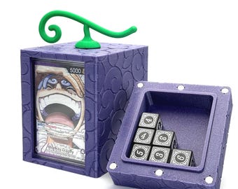 OPTCG Deckbox Gum Gum Fruit Luffy Leader Holder | 3D Printed, Magnetic Stem + Mini Snap | Fits Triple Sleeved Cards & Dice | Gomu Gomu