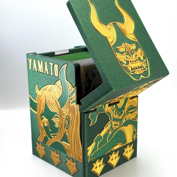 OPTCG Deck Box Yamato Wano Oni Princess Wolf Shogun Onigashima | Fits Triple Sleeved Cards w/ Dice Compartment | Mini Snap for Leader Card