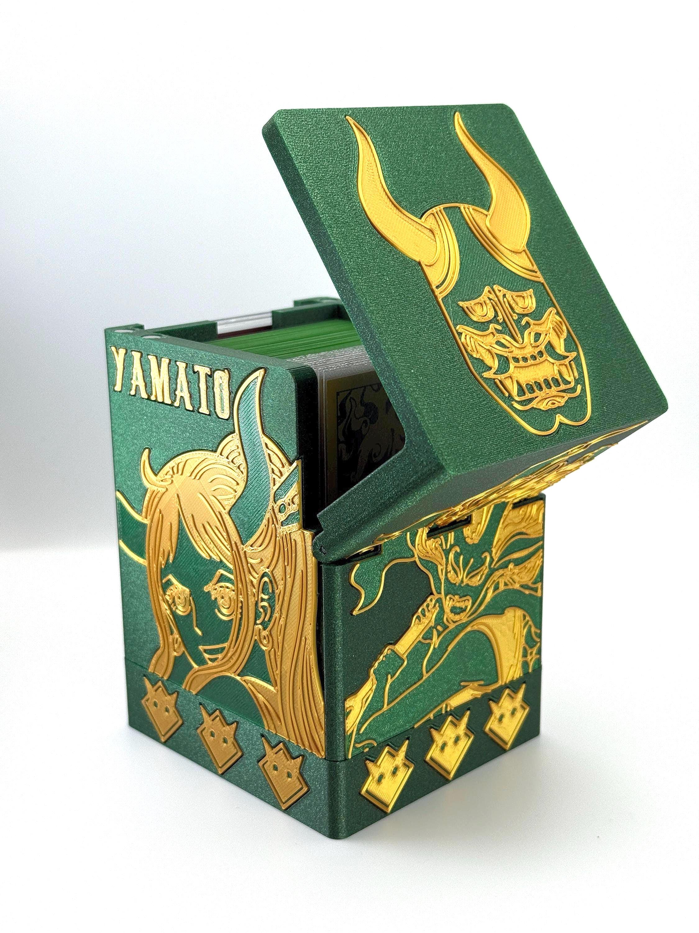 OPTCG Deck Box Yamato Wano Oni Princess Wolf Shogun Onigashima | Fits Triple Sleeved Cards w/ Dice Compartment | Mini Snap for Leader Card
