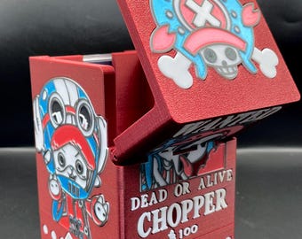 OPTCG Deck Box Tony Chopper Cotton Candy Lover Wanted x Egghead Themed | Fits Triple Sleeved Deck | Includes Mini Snap & Dice Compartment