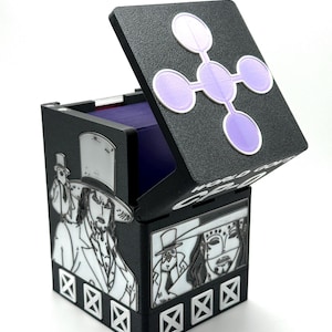 OPTCG Deckbox Rob Lucci Awakened CP0 Masked Agent Themed Box | Fits Triple Sleeved Deck | 3D Printed w/ Mini Snap & Dice Compartment