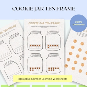 Math Printable Counting Activities | Cookie Jar Number Matching Activity | Homeschool Resources | Fun Learning Printables | Educational