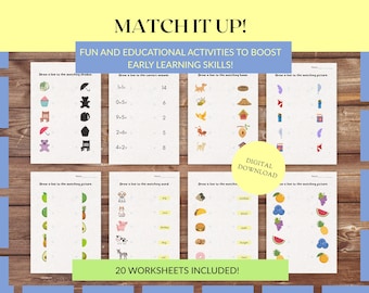 Preschool Matching Worksheets zum Ausdrucken, gleiche und unterschiedliche Aktivitäten für frühes Lernen