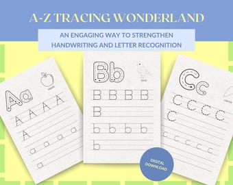 Alphabet Tracing Worksheets, Tracing Letters Printable, abc Handwriting Practice, Alphabet Learning Sheets, Preschool Writing Activity