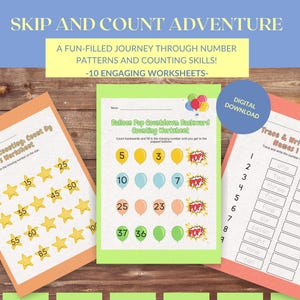 Math Worksheets for Kids, Printable Learning Activities, Homeschool Math Practice, Number Tracing and Counting Sheets, Educational PDF