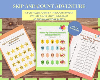 Math Worksheets for Kids, Printable Learning Activities, Homeschool Math Practice, Number Tracing and Counting Sheets, Educational PDF