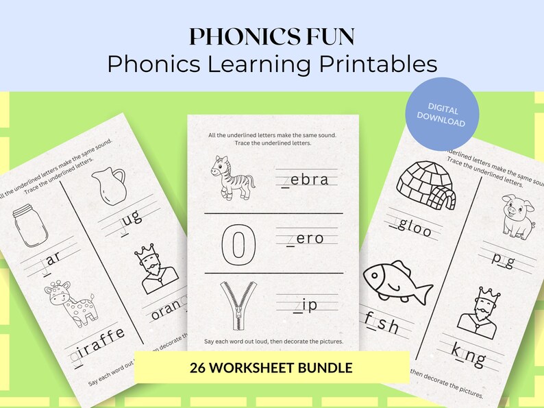 Phonics Worksheets for Kids, Fun Phonics Activities, Preschool Learning ...