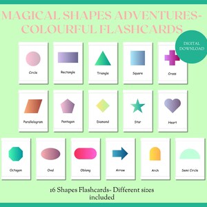 Shapes Flash Cards, Homeschool Printables, Montessori Materials, Flashcards for Prechoolers, Printable Shape Flashcards, Learning Cards.