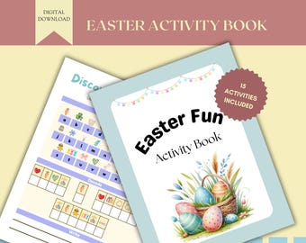 Printable activity book for kids, First grade printables, Easter printable activity book for kids, Fun and educational printable workbook.