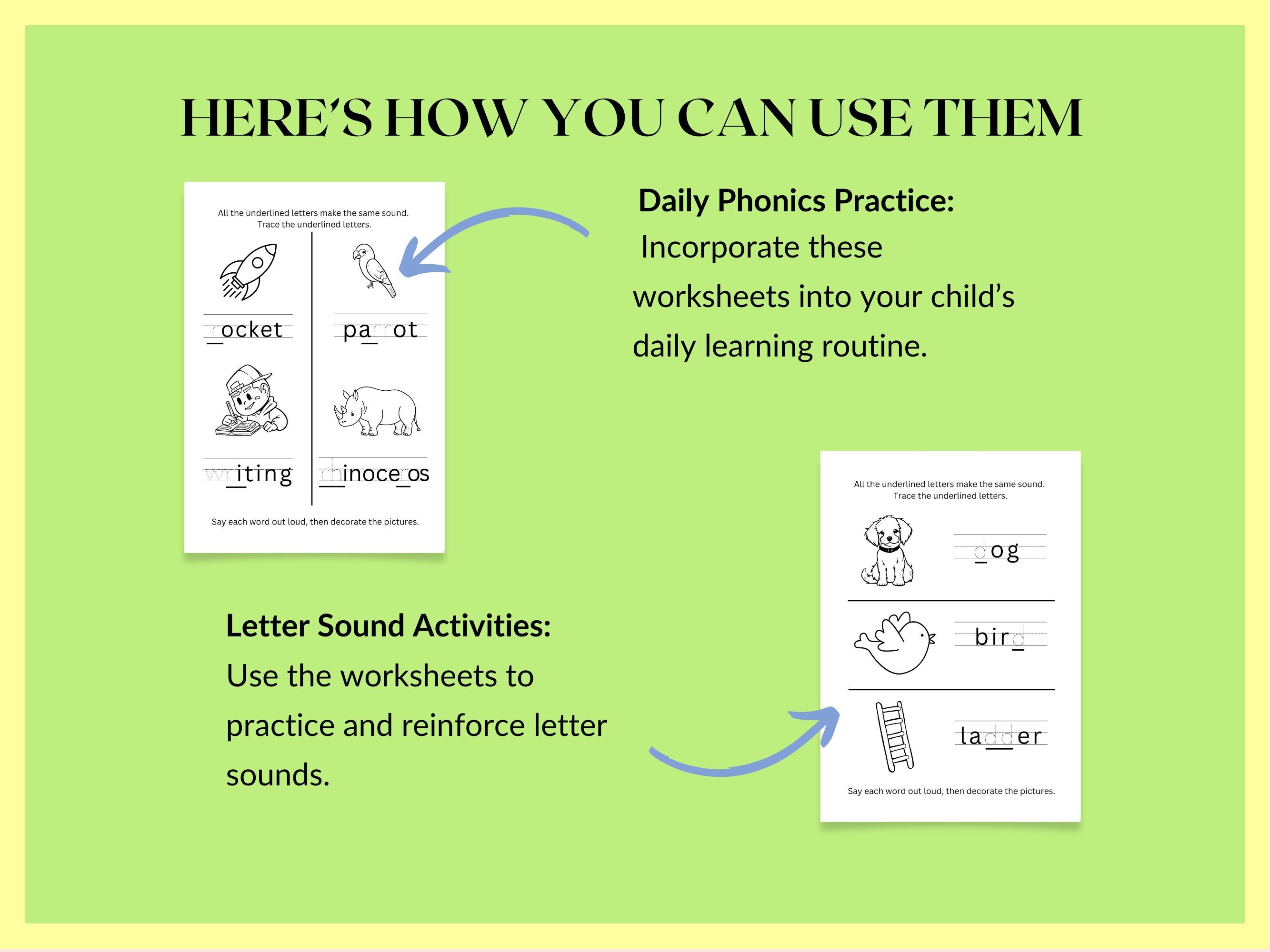 Phonics Worksheets for Kids, Fun Phonics Activities, Preschool Learning ...