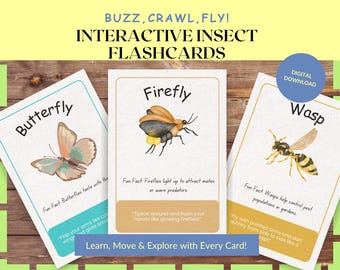 Insect Flashcards for Kids Printable, Educational Bug Cards for Preschool and Kindergarten, Montessori Animal Learning Cards PDF