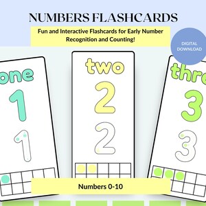 Flashcards for Kids, Counting 1-10 Math Flash Cards, Preschool Kindergarten Learning Printables, Montessori Educational Game, Tracing Cards