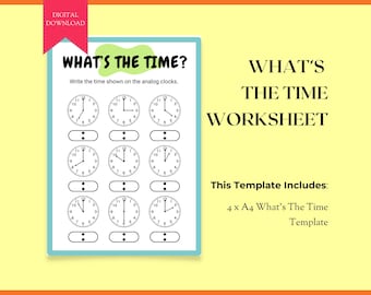 Telling Time, What's The Time Printable Worksheets, What Time Is It, Engaging Time Activities, Maths Worksheets, Learn To Tell Time.