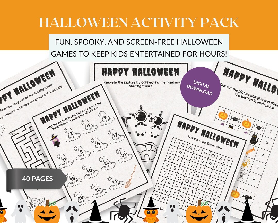 Printable Halloween Activities for Kids, Halloween Activity Pack, Kids ...