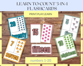 Learning Numbers Flashcards for Kids, 1-20 Number Recognition Card, Preschool Counting Flashcards, Educational Math Flash Cards for Toddlers