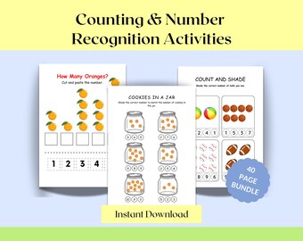 Counting Worksheets | Engaging Math Printables | Number Recognition | Early Math Practice | Counting Busy Book | Counting Activity Printable
