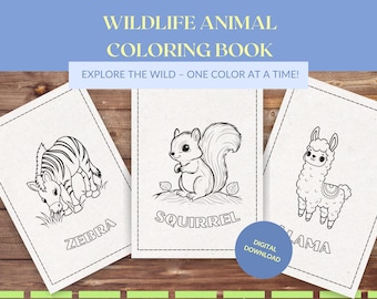Dibujos de animales para colorear imprimibles, hojas para colorear de animales del bosque y safari para niños, actividad educativa de naturaleza en PDF