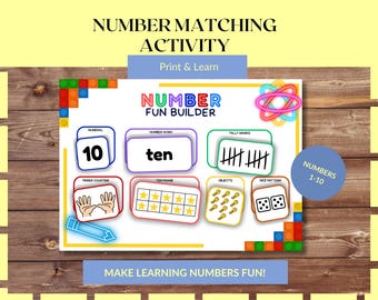 Printable Number Learning Activity, Number Fun Builder, Preschool Number Learning Printable, Interactive Number Activity, Math Worksheets