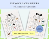 CVC Words Printables, CVC Words for Kindergarten, Learning Worksheets, Engaging Educational sheets, Fun Phonics