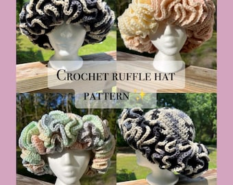 Modello per cappello con volant all'uncinetto