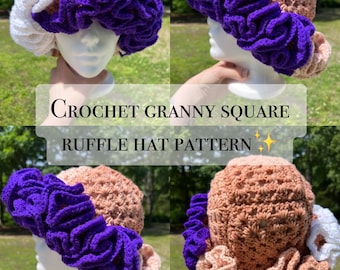 Cappello a balze quadrato all'uncinetto della nonna