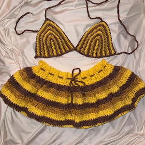 Crochet set with mini skirt