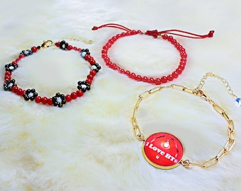 BTS V Kim Taehyung Inspired Bracelets. BTS V Red Beaded