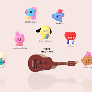 BTS BT21 Personaje 7 miembros Cartoon Charms Magnate. Kpop Kawaii Dibujos animados Charms Magnate, Colgante Jimin, BT21 Jungkook, BTS Magnate