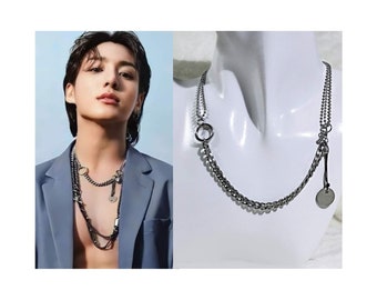 BTS Jungkook Inspired Seven Necklace, Punk Style Necklace, Kpop Style Necklace, Jewelry Accessories, BTS Jewelry. Women Men Necklace