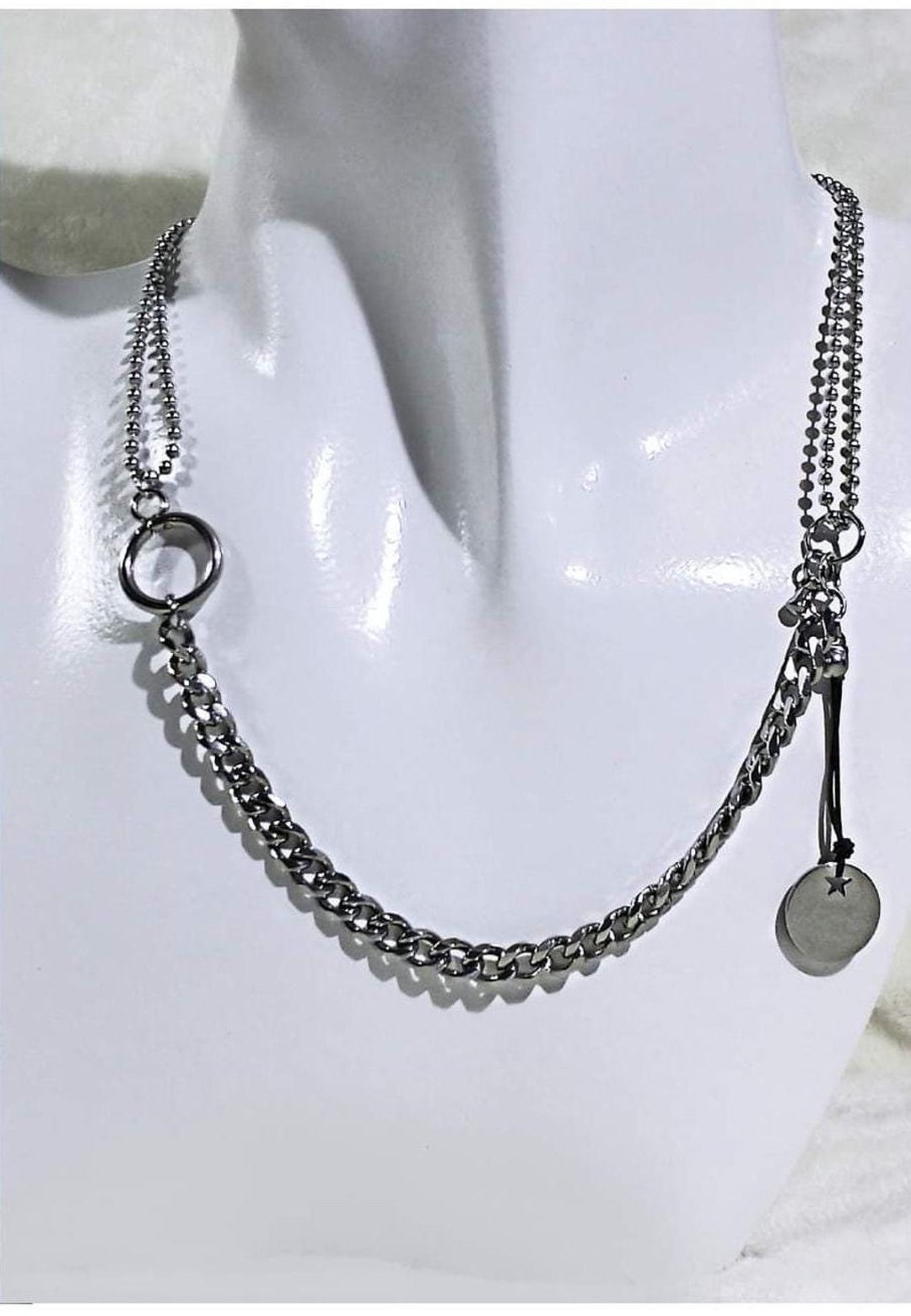 [HARANG] ★BTS 着用★ Silver Half & Half Chain Necklace HARANG]☆BTS 着用☆Half & Half Silver Double Chain Bracelet