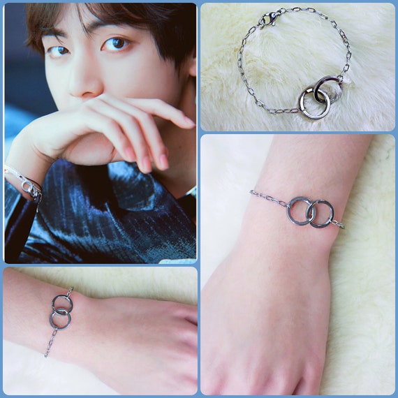 BTS V Inspired Interlocking Jump Rings Bracelet, Bangtan