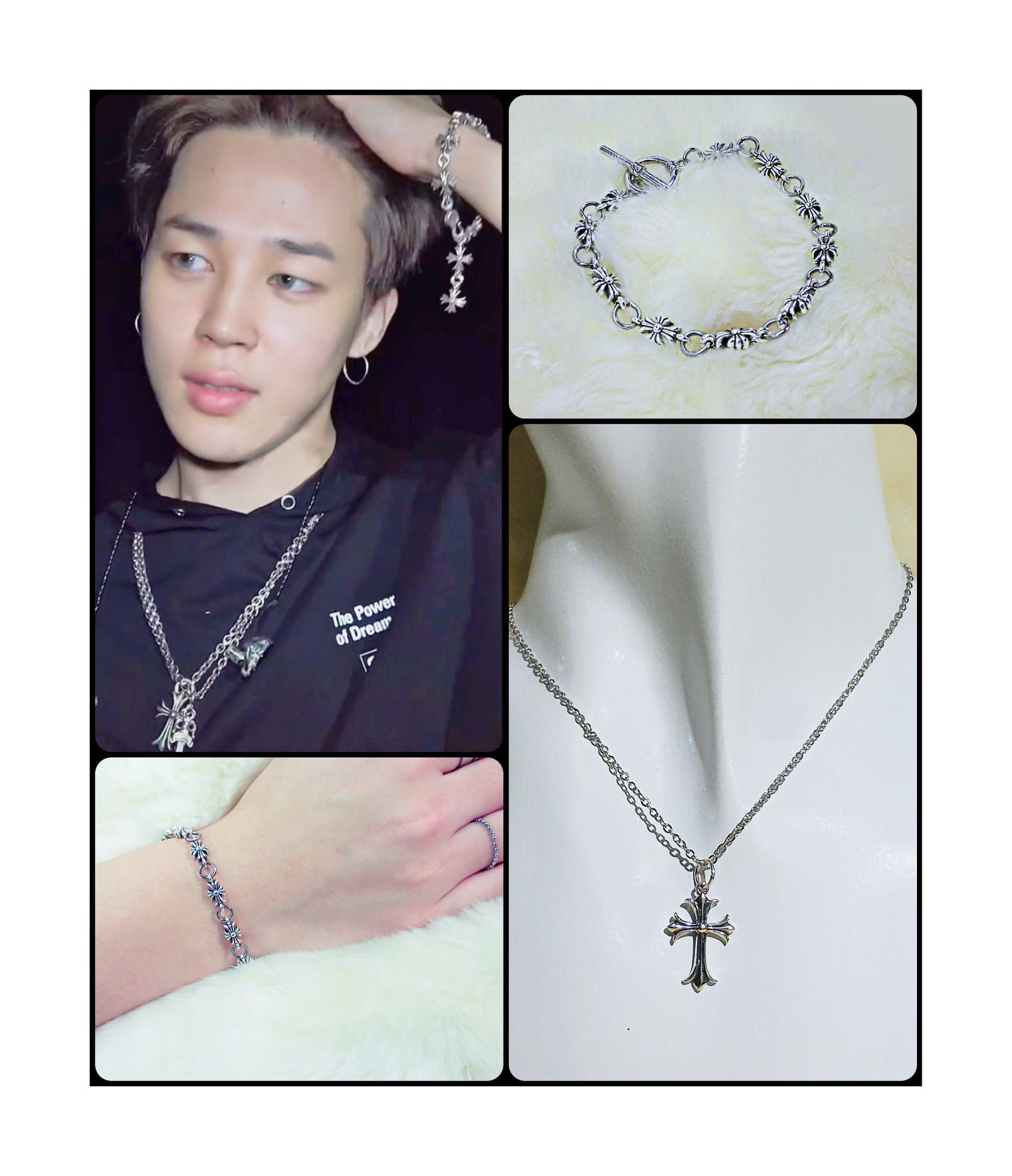 BTS Jimin Inspired Cross Chain Link Bracelet Jimin Inspired - Etsy Canada