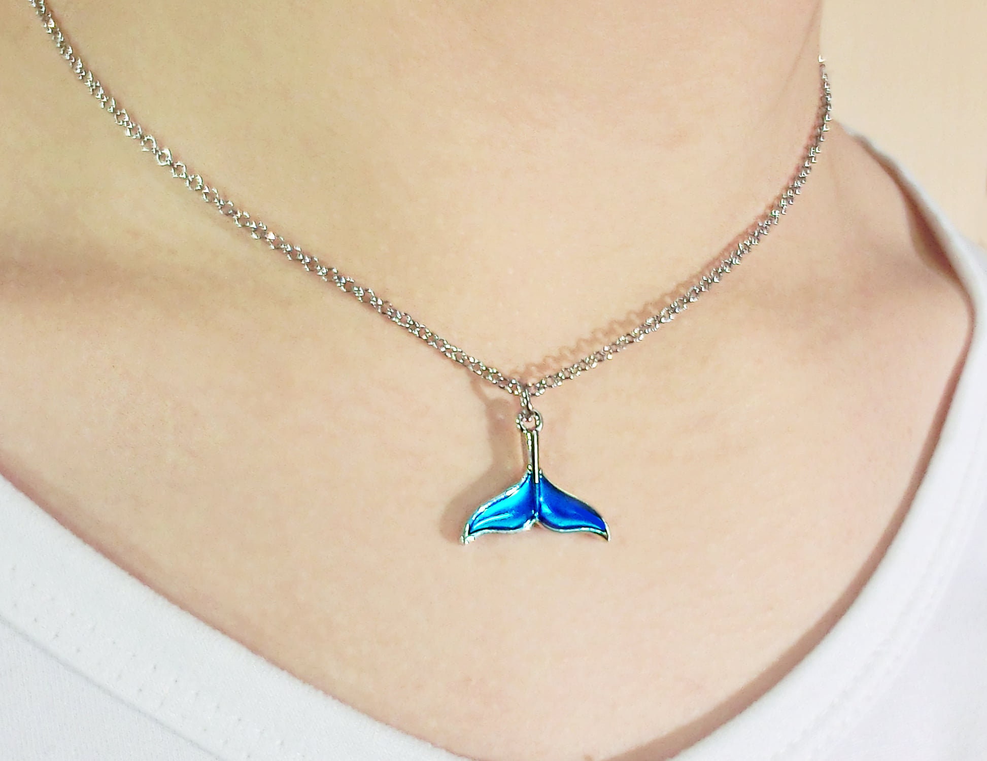 BTS Jungkook Inspired Blue Fishtail Necklace * K-pop Style