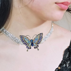 Elegant Butterfly Choker Necklace, Wedding Prom Birthday Everyday Wear Necklace, Women Necklace, Butterfly Charm Necklace